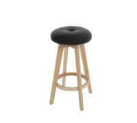 Tabouret de bar Navan, chaise de bar tabouret de bar, bois similicuir pivotant noir, pieds clairs