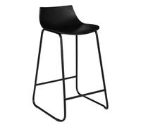 Atmosphera - Tabouret de Bar Otac Noir - H 82 cm, Hauteur d'Assise 66 cm - Pieds en Métal avec Repose-Pieds - pour Cuisine, Îlot Central