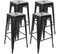 Tabouret de bar Noir - SHE - Lot de 4 - Design industriel - Empilables
