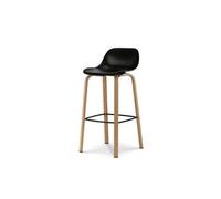 Kosmi Tabouret de Bar Noir Style scandinave avec Pieds Effet Bois en métal - Hauteur 76cm