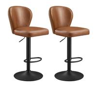 Tabouret de Bar Pivotant à 360° - VASAGLE - Lot de 2 - Hauteur Réglable - Marron Caramel