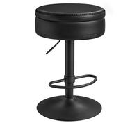 Tabouret de Bar Pivotant à 360° - VASAGLE - Noir d’Encre - Hauteur Réglable - Rangement