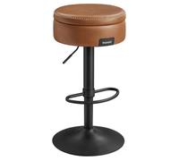 Tabouret de Bar Pivotant à 360° - VASAGLE - Style Moderne Mi-siècle - Avec Rangement - Marron Caramel