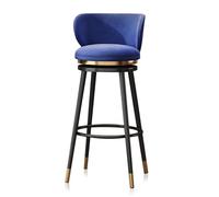 Tabouret de bar pivotant en velours - Lot de 1/2/3/4, tabouret de comptoir de 65 cm de haut avec dossier, pieds en métal élégants, idéal pour la cuisine et la maison, rembourré bleu, hauteur d'assise
