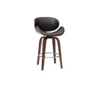 Tabouret de bar pivotant noir et bois foncé 65 cm WALNUT