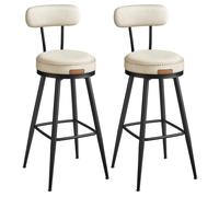 Tabouret de bar pivotant - VASAGLE - Lot de 2 - Pivotant à 360° - Avec dossier - Hauteur 76 cm - Crème - 57x57x101 cm