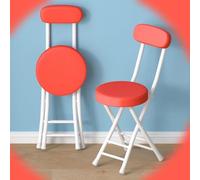 Tabouret de bar pliable avec dossier et siège rembourré - Tabouret de cuisine rond avec repose-pieds pour salle à manger, salon et utilisation domestique - Chaise de petit déjeuner peu encombrante