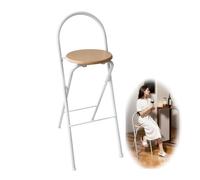 Tabouret de bar pliable avec dossier, tabouret haut portable, hauteur d'assise 65/70/75 cm, charge maximale 125 kg, sans montage, pour cuisine, bureau et salle de jeux, couleur bois, 65 cm