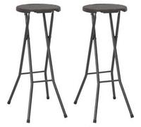 vidaXL Tabouret de bar pliable 2 pcs. HDPE et acier brun aspect rotin