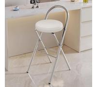 Tabouret De Bar Pliant Avec Repose-Pieds, Chaise Haute Ronde De Cuisine | Hauteur D'assise 45/65/75cm Jusqu'à 150 Kg Portable Chaise De Comptoir, Pour Dortoir, Bureau, Maison(White,H65cm)
