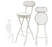 Tabouret De Bar Pliant, Chaise Haute Pliable avec Dossier, Chaise De Comptoir Hauteur D'assise 55/60/65/70cm, Tabouret De Déjeuner Pliable pour Maison, Cuisine, Salle À Manger Breakfas(White,H60cm)