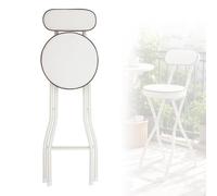 Tabouret De Bar Pliant Chaise Rembourrée, Chaise De Cuisine Jusqu'à 150 Kg | Hauteur D'assise 55-75cm Tabouret Pliant Chaise Haute Pliable Pour Camping, Barbecue Et Cuisine(White,H55cm)
