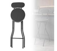 Tabouret De Bar Pliant Chaise Rembourrée, Chaise De Cuisine Jusqu'à 150 Kg | Hauteur D'assise 55-75cm Tabouret Pliant Chaise Haute Pliable Pour Camping, Barbecue Et Cuisine(Black,H75cm)