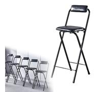 Tabouret De Bar Pliant Portable avec Dossier, 65cm 70cm 75cm Hauteur | Tabouret Pliant Rembourré, Chaise Haute De Bar Pliable Pour Cuisine, Bureau, Magasin(Black,55cm/21.6in)