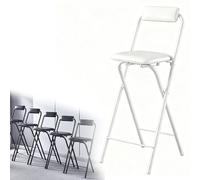 Tabouret De Bar Pliant Portable avec Dossier, 65cm 70cm 75cm Hauteur | Tabouret Pliant Rembourré, Chaise Haute De Bar Pliable Pour Cuisine, Bureau, Magasin(White,50cm/19.6in)