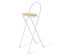 Tabouret de Bar Pliant Rond 65cm, 75cm Chaise Haute Pliante de Cuisine pour PUB, Petit déjeuner, Chaise Pliante comptoir Bistro Siège Dur, Cadre en métal, capacité 100kg (Color : Natural, Size : 28i