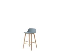 Tabouret de Bar Rely HW118, Dossier Bas, Chêne Laqué/ Bleu Clair