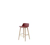 Tabouret de Bar &Tradition Rely HW118, Dossier Bas, Chêne Laqué/ Brun Rouge