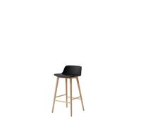 Tabouret de Bar Rely HW118, Dossier Bas, Chêne Laqué/ Noir