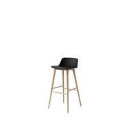 Tabouret de Bar Rely HW123, Dossier Bas, Chêne Laqué/ Noir