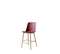 Tabouret de Bar Rely HW128, Dossier Haut, Chêne Laqué/ Brun Rouge