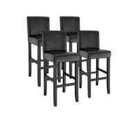 Tabouret de bar rembourré avec dossier Ensemble de 4 pièces noir