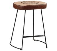 Tabouret de Bar Rétro 2 Pièces Marron Foncé, Fer ThermoLaqué, 40x29,5x53 cm | Structure robuste, assise rembourrée mousse, cuir artificiel, usage polyvalent, cuisine, balcon, bibliothèque, charge 110 kg
