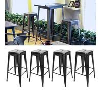 Tabouret de Bar SHE - Noir - H76 CM - Lot de 4 - Métal - Intérieur - Contemporain - Design