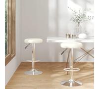 vidaXL Lot de 2 tabourets de bar, chaise de pub similicuir blanc