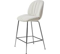 GUBI Tabouret de bar 65 cm Beetle Soft. entièrement recouvert Tabouret Sunday Dedar 112. dossier noir. laiton antique