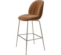 GUBI Tabouret de bar 75 cm Beetle Soft. entièrement recouvert Tabouret Sunday Dedar 112. dossier noir. laiton antique