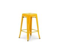 Kosmi Tabouret de Bar Style Industriel Jaune Brillant - Hauteur 66 cm