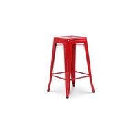 Kosmi Tabouret de Bar Style Industriel Rouge Brillant - Hauteur 66 cm