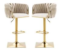 Tabouret de bar - Tabouret - Chaise de cuisine - Chaise de café - Réglable de 63 à 87 cm - Rotation à 360° - Beige