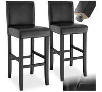 Tabouret de bar - TECTAKE - Lot de 2 tabourets avec pieds en bois massif et repose-pieds hauteur d'assise 76 cm - Noir