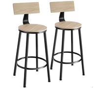 Tabouret de bar - TECTAKE - Lot de 2 tabourets de bar POOLE style industriel, en bois et acier époxy, repose-pieds - Bois clair
