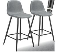 tectake® Lot de 2 Tabouret Bar en Tissu Chaise de Bar avec Repose-Pieds Chaise Haute Cuisine pour îlot Central H92cm Rembourrée avec Dossier Tabouret Haut Cuisine comptoir Bar