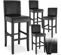 Tabouret de bar - TECTAKE - Lot de 4 tabourets avec pieds en bois massif et repose-pieds hauteur d'assise 76 cm - Noir