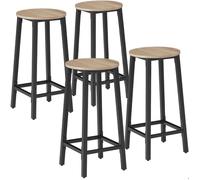 Tabouret de bar - TECTAKE - Lot de 4 tabourets de bar CORBY au style industriel, en bois et acier, avec repose-pieds - Bois clair
