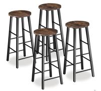 Tabouret de bar - TECTAKE - Lot de 4 tabourets de bar KEYNES style industriel, en bois et acier époxy, repose-pieds - Bois foncé