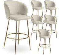 tectake® Lot de 6 Tabouret Bar Aspect Velours Chaise de Bar avec Repose-Pieds Chaise Haute Cuisine pour îlot Central H106cm Rembourrée avec Dossier Tabouret Haut Cuisine comptoir