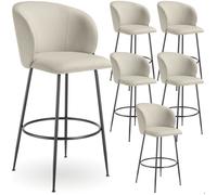 tectake® Lot de 6 Tabouret Bar Aspect Velours Chaise de Bar avec Repose-Pieds Chaise Haute Cuisine pour îlot Central H106cm Rembourrée avec Dossier Tabouret Haut Cuisine comptoir Bar