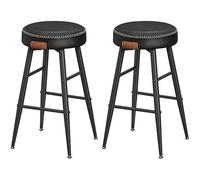 Tabouret de Bar - VASAGLE - Lot de 2 - Siège Haut - en PU avec Coutures - Hauteur Assise 63 cm - Noir pur