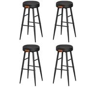 Tabouret de Bar - VASAGLE - Lot de 4 - Noir - Montage Facile - Hauteur Assise 76,2 cm