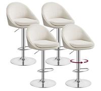 Tabouret de bar - VASAGLE - Lot de 4 - Réglable - Pivotant - Blanc crème et gris argenté