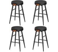 Tabouret de Bar - VASAGLE - Lot de 4 - Siège Haut - en PU avec Coutures - Noir Pur