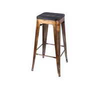 Generique Tabouret de bar Liv vintage H. 77 cm Doré et noir