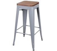 Tabouret de bar vintage Liv - H. 77 cm - Gris mat