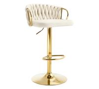 WOLTU Tabouret de Bar, Chaise Haute Cuisine avec Dossier, Crème | Chaise de Bar, Velours, Repose-Pieds, Tabouret Pivotant à 360°, Hauteur Réglable, Base Évasée en Métal pour Ilot Central