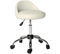 Tabouret de beauté - Pouf rembourré pour salon - Structure en bois - Hauteur d'assise fixe - Idéal pour le salon et la table de maquillage - Blanc